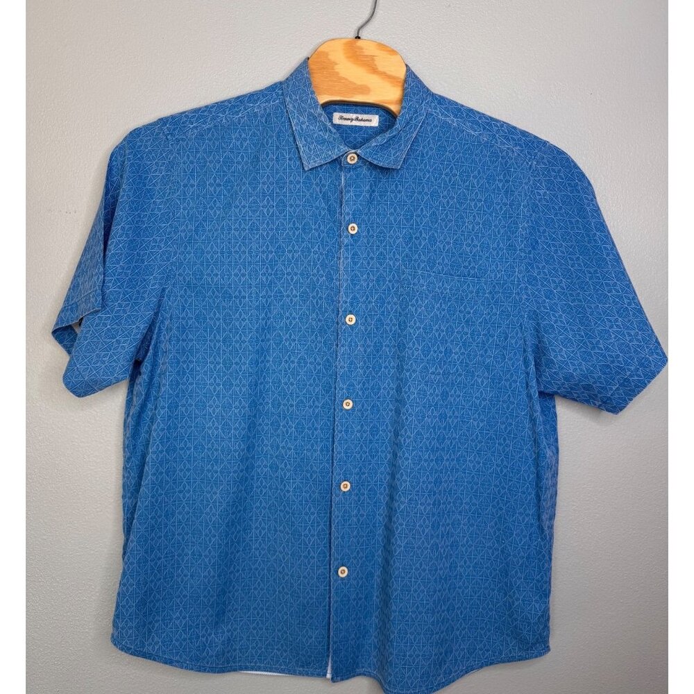 Tommy Bahama 100% Silk Blue Shirt Button Up SZ XL/TG Luxury - Picture 1 of 12